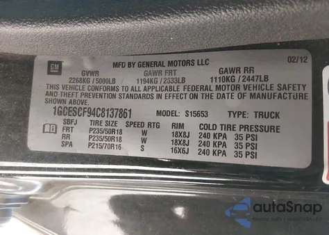 2012 Chevrolet Colorado 1Lt from USA, damaged, VIN 1GCESCF94C8137861